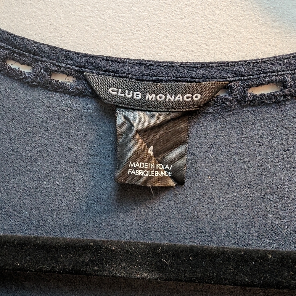 Club Monaco Navy Naoise Embroidered Dress Silk - Picture 9 of 9